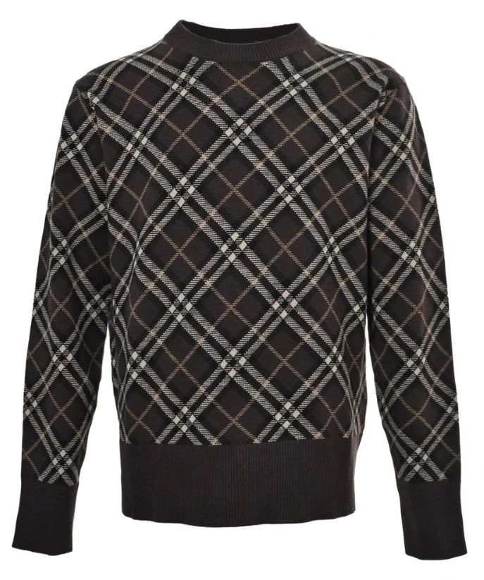 Brown Checked Wool Jumper