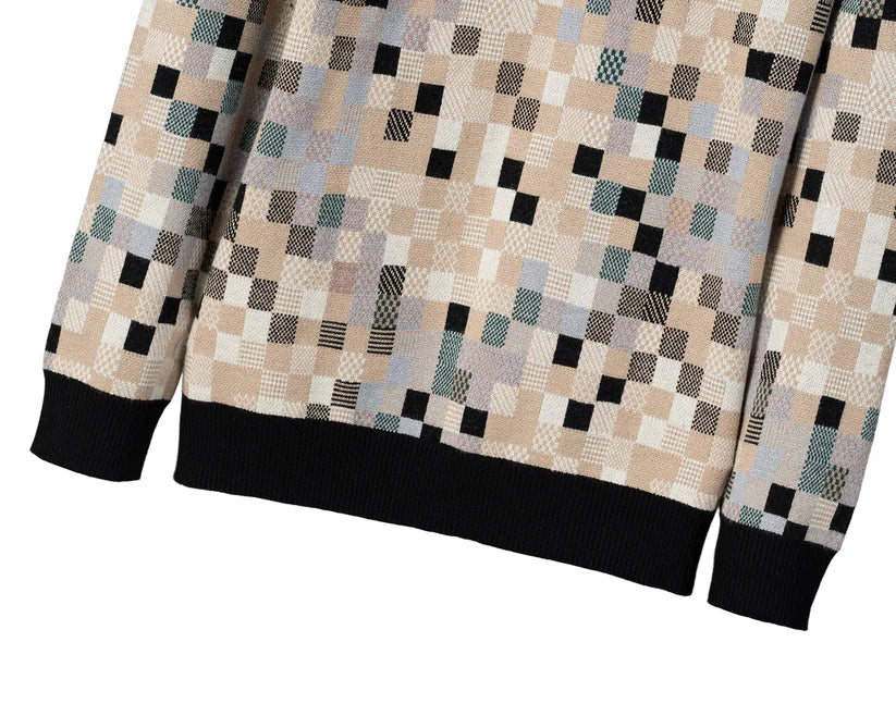 Pixel Mosaic Knit Crewneck Sweater